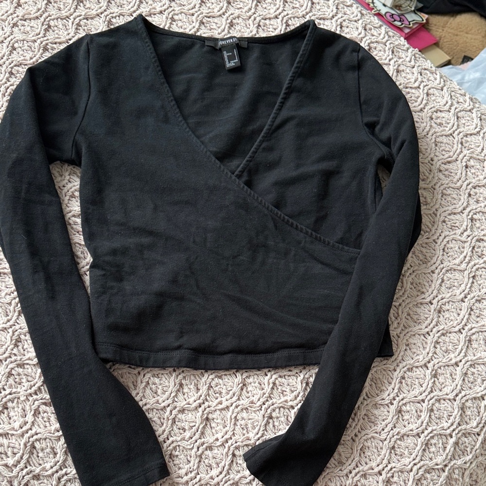 Forever 21 Black Wrap Top